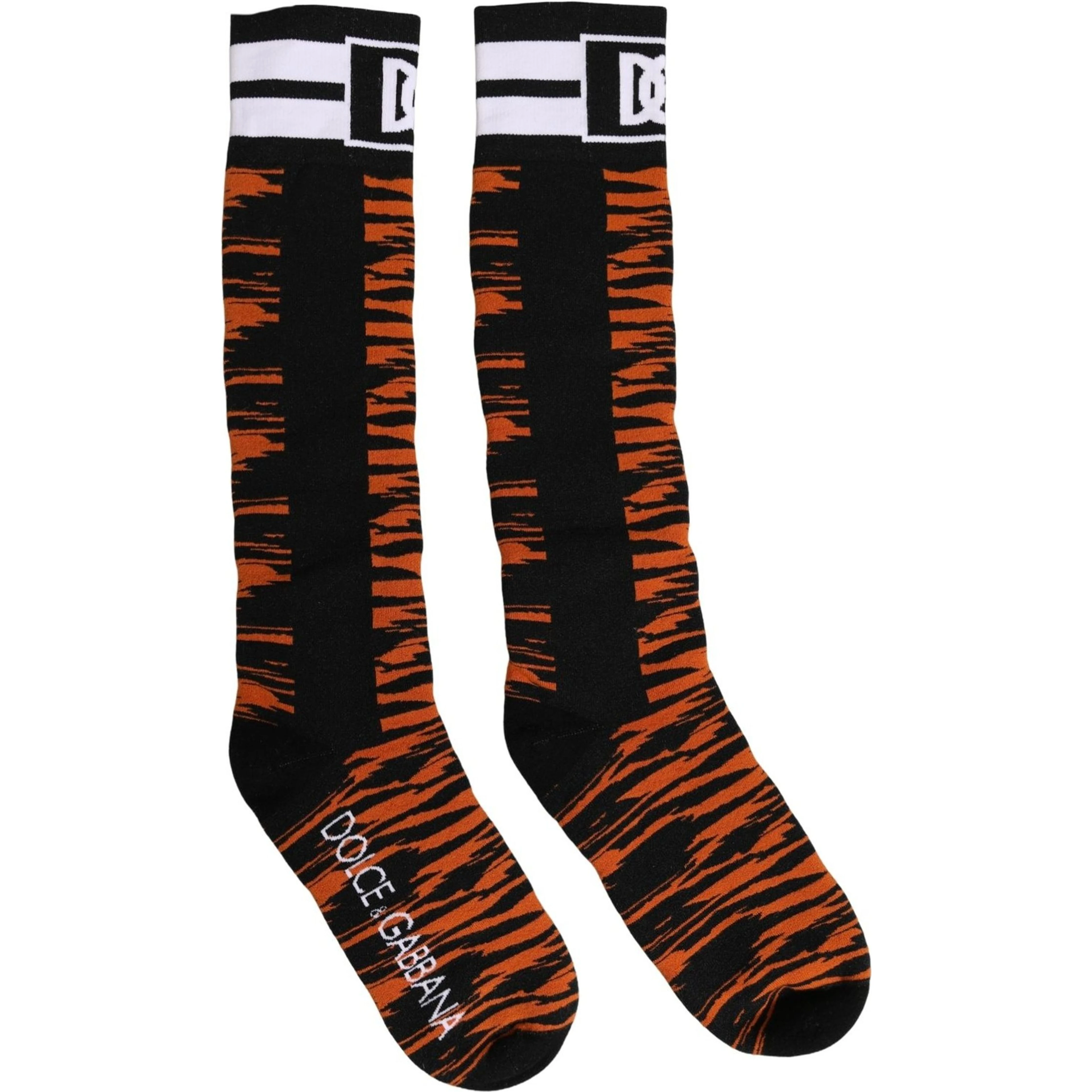 Orange Black Tiger Stripe Knee High Accessory Socks