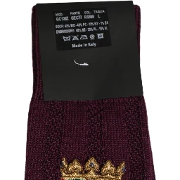 Burgundy Wool Crest Logo Knee High Accessory Socks
