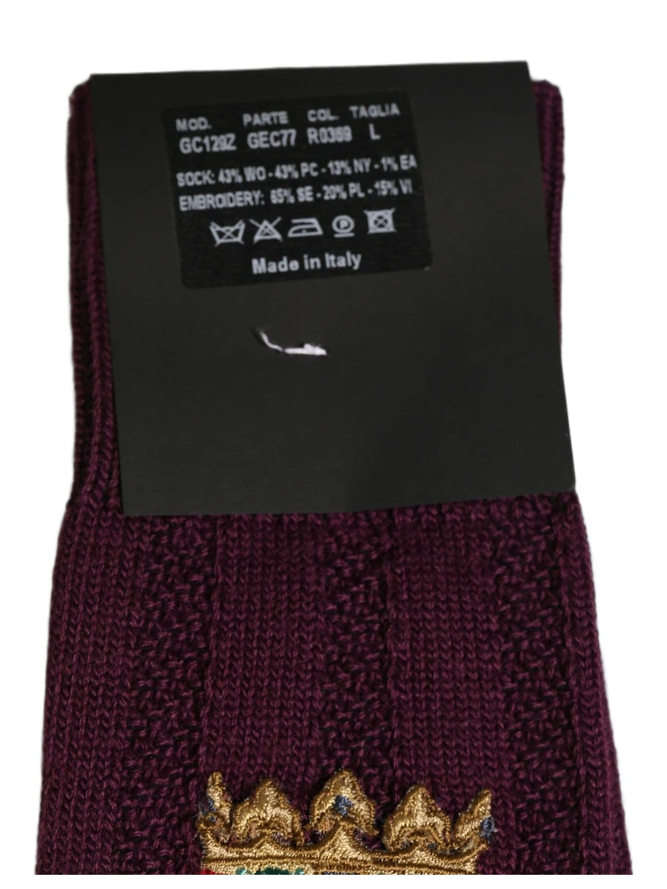 Burgundy Wool Crest Logo Knee High Accessory Socks