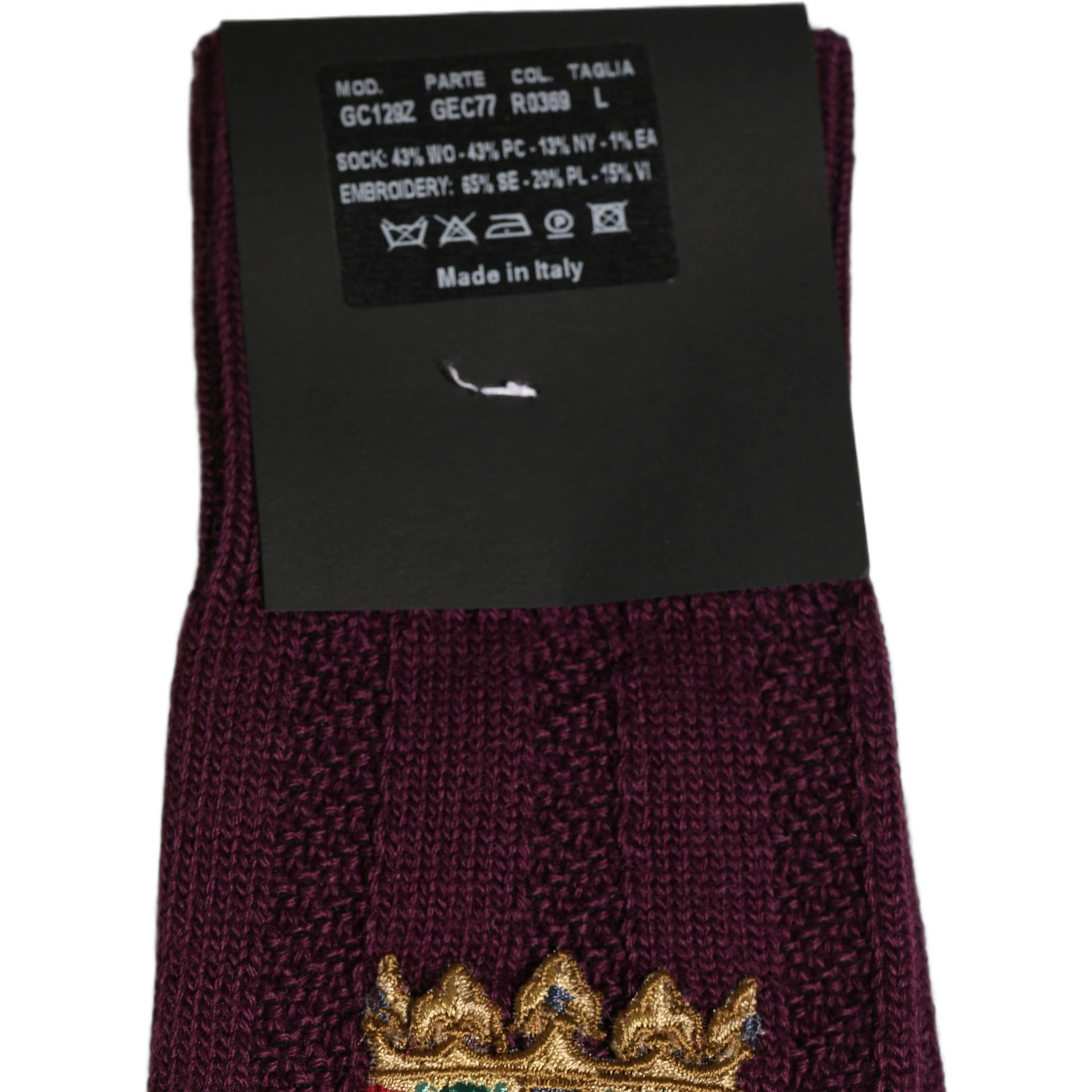 Burgundy Wool Crest Logo Knee High Accessory Socks