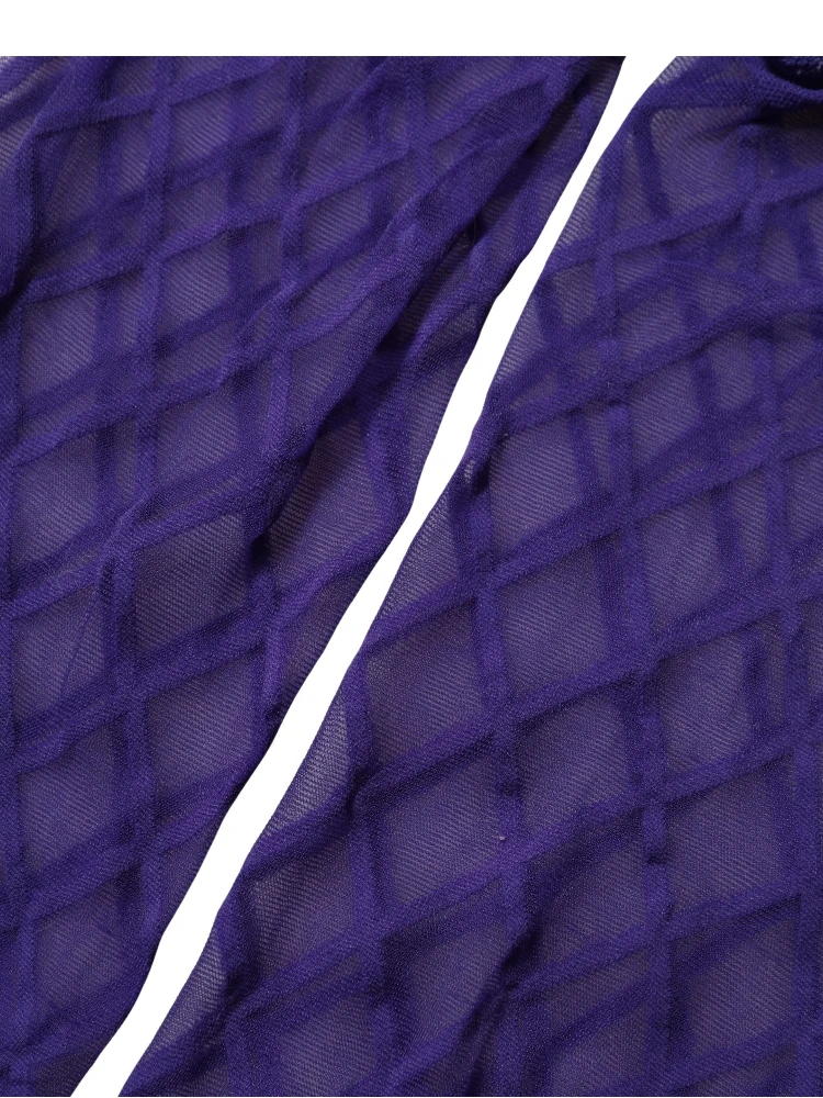 Purple Nylon Fishnet Pantyhose Stockings Socks