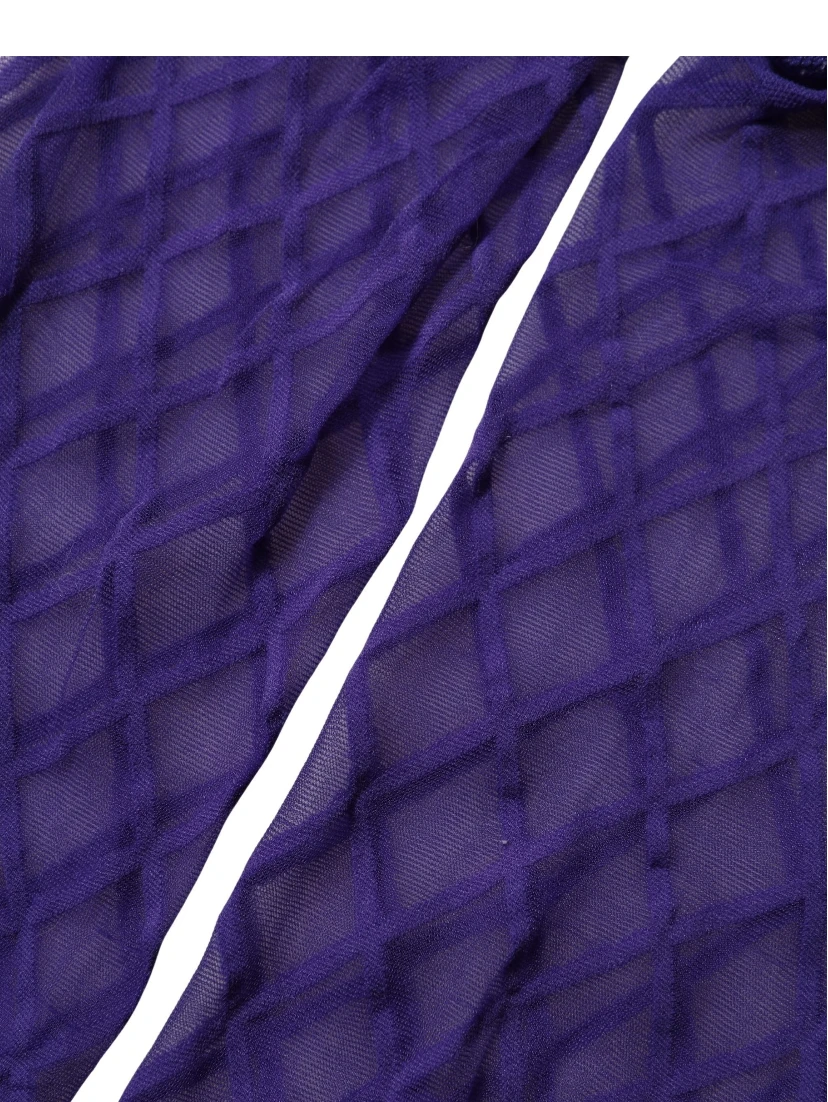 Purple Nylon Fishnet Pantyhose Stockings Socks