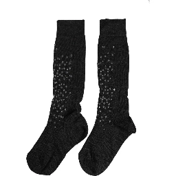 Dark Gray Sequined Wool Knee High Accessory Socks