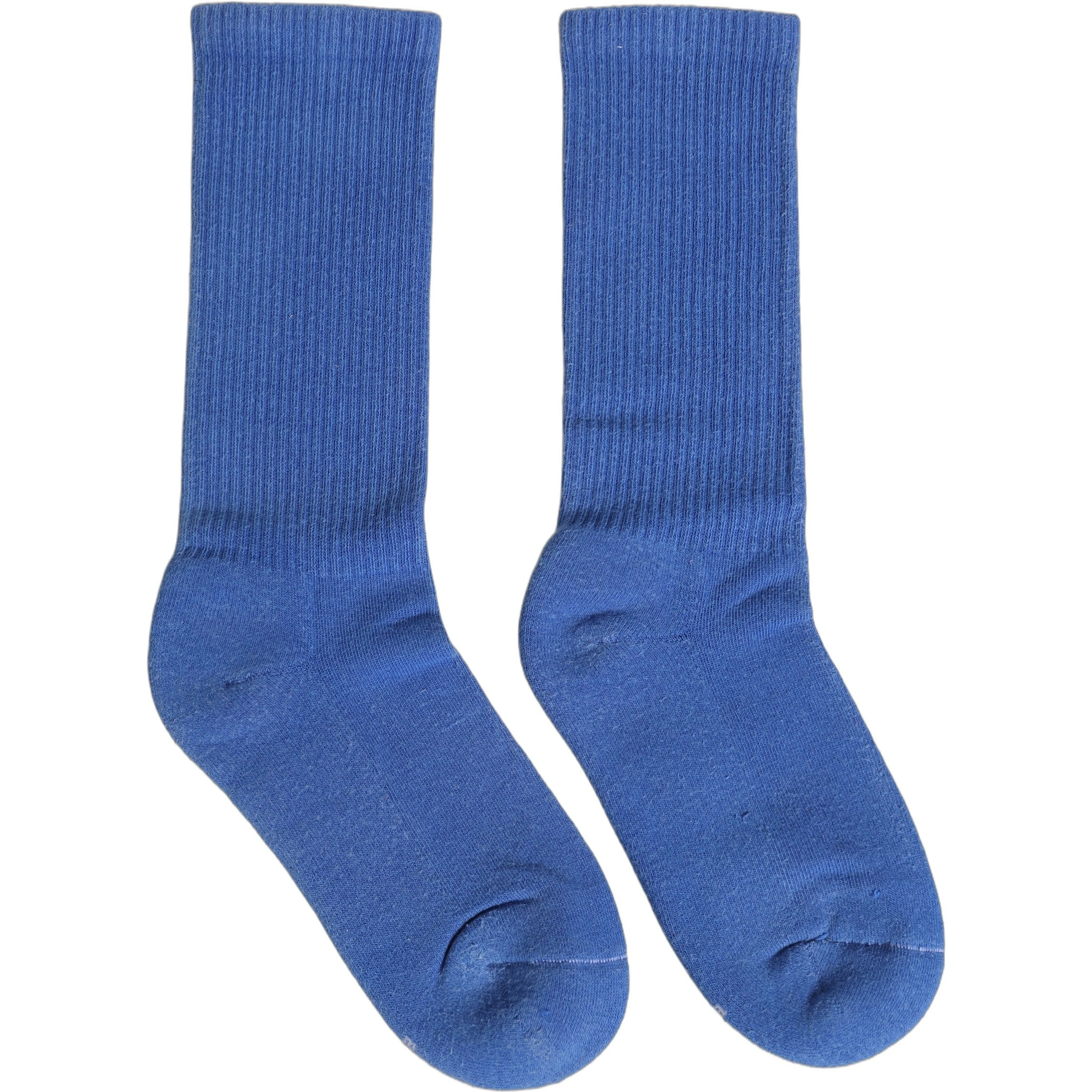 Blue Cotton Ribbed Mid Calf Women Accessory Socks