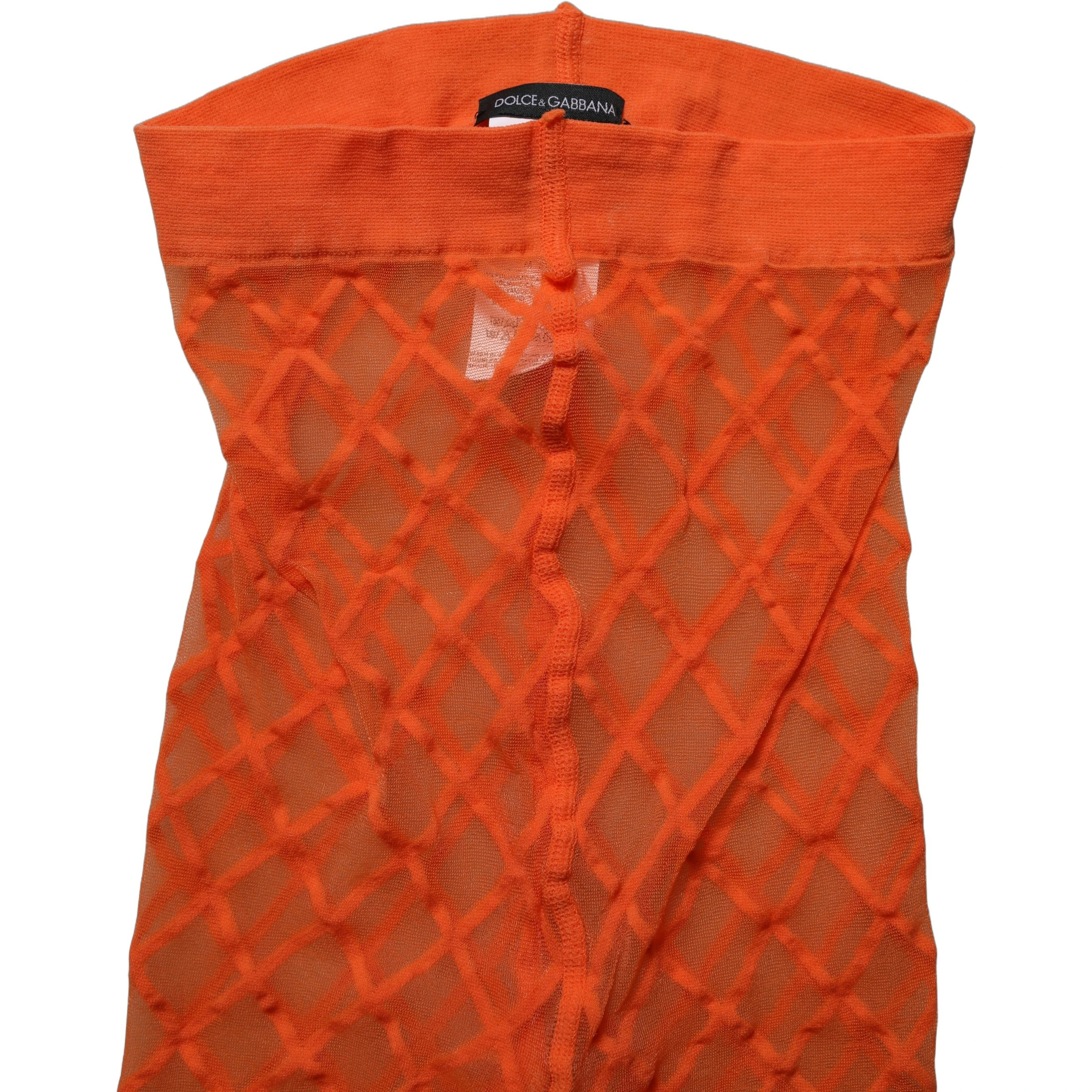 Orange Nylon Fishnet Pantyhose Stockings Socks
