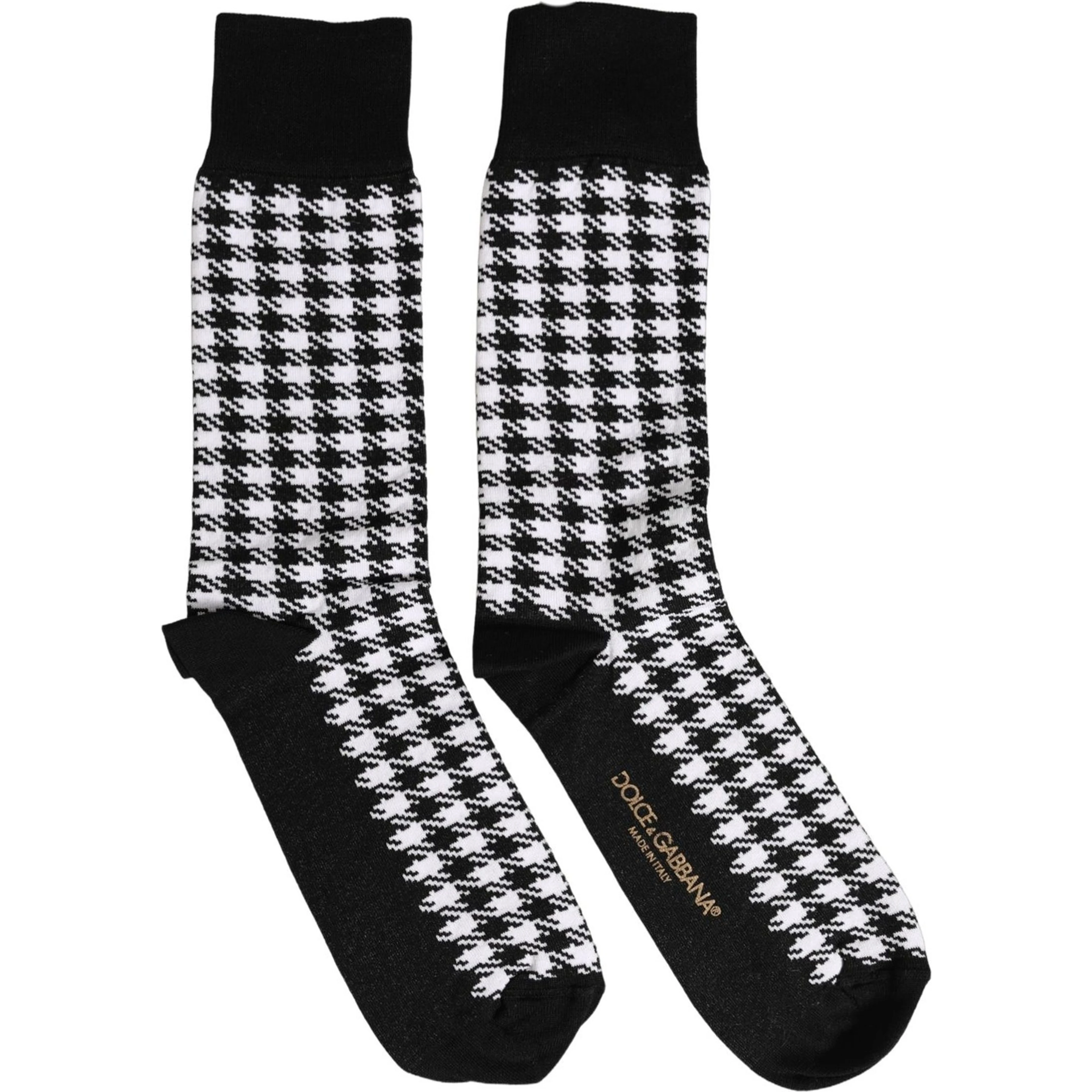 Black White Houndstooth Mid Calf Accessory Socks