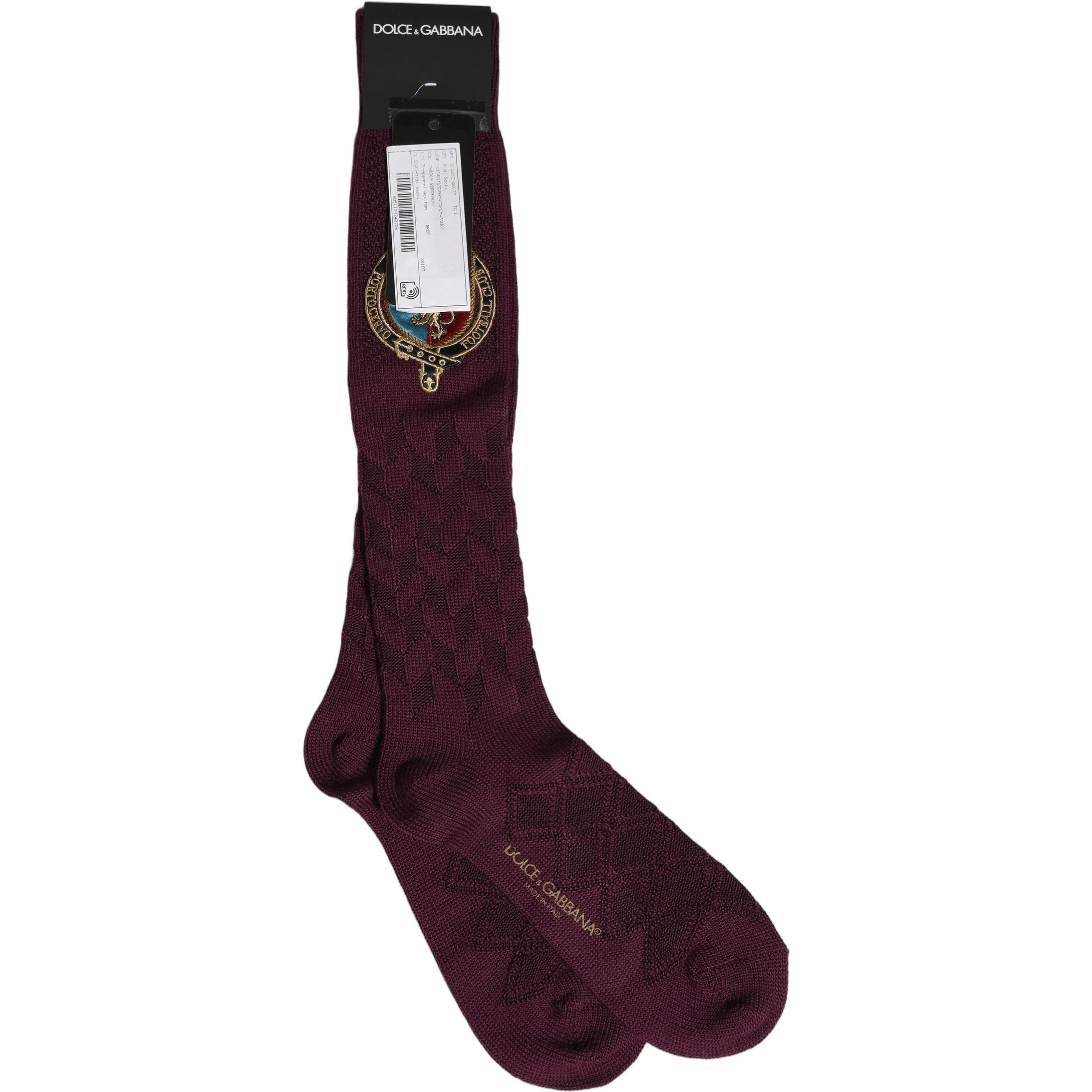 Burgundy Wool Crest Logo Knee High Accessory Socks