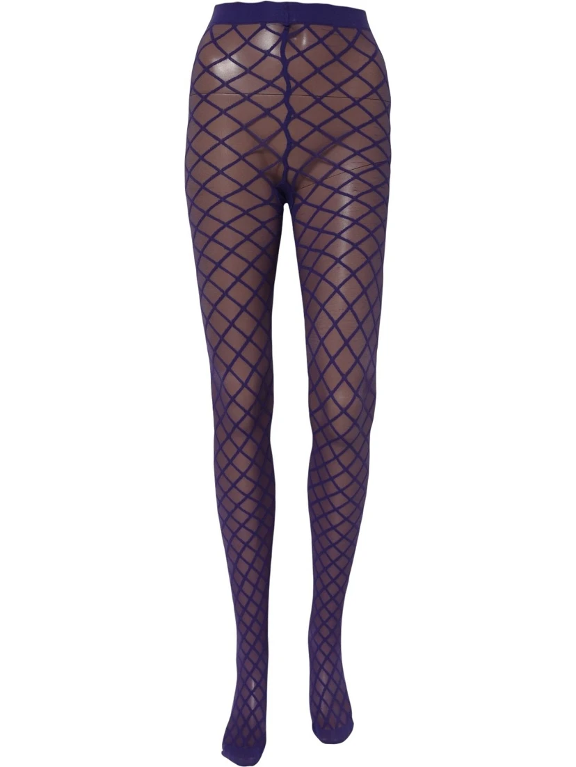 Purple Nylon Fishnet Pantyhose Stockings Socks