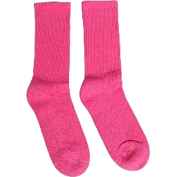 Pink Cotton Ribbed Mid Calf Women Accessory Socks