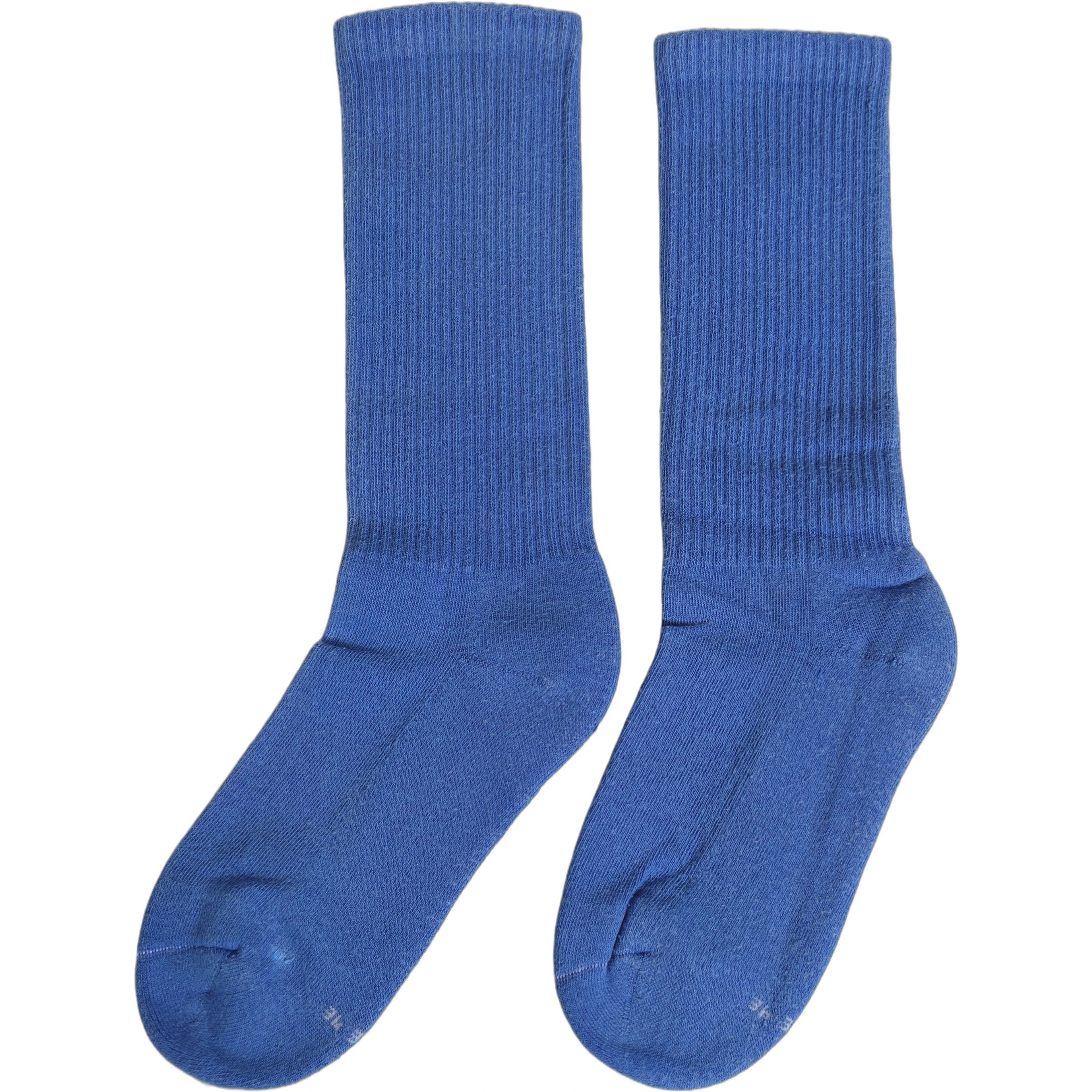 Blue Cotton Ribbed Mid Calf Women Accessory Socks