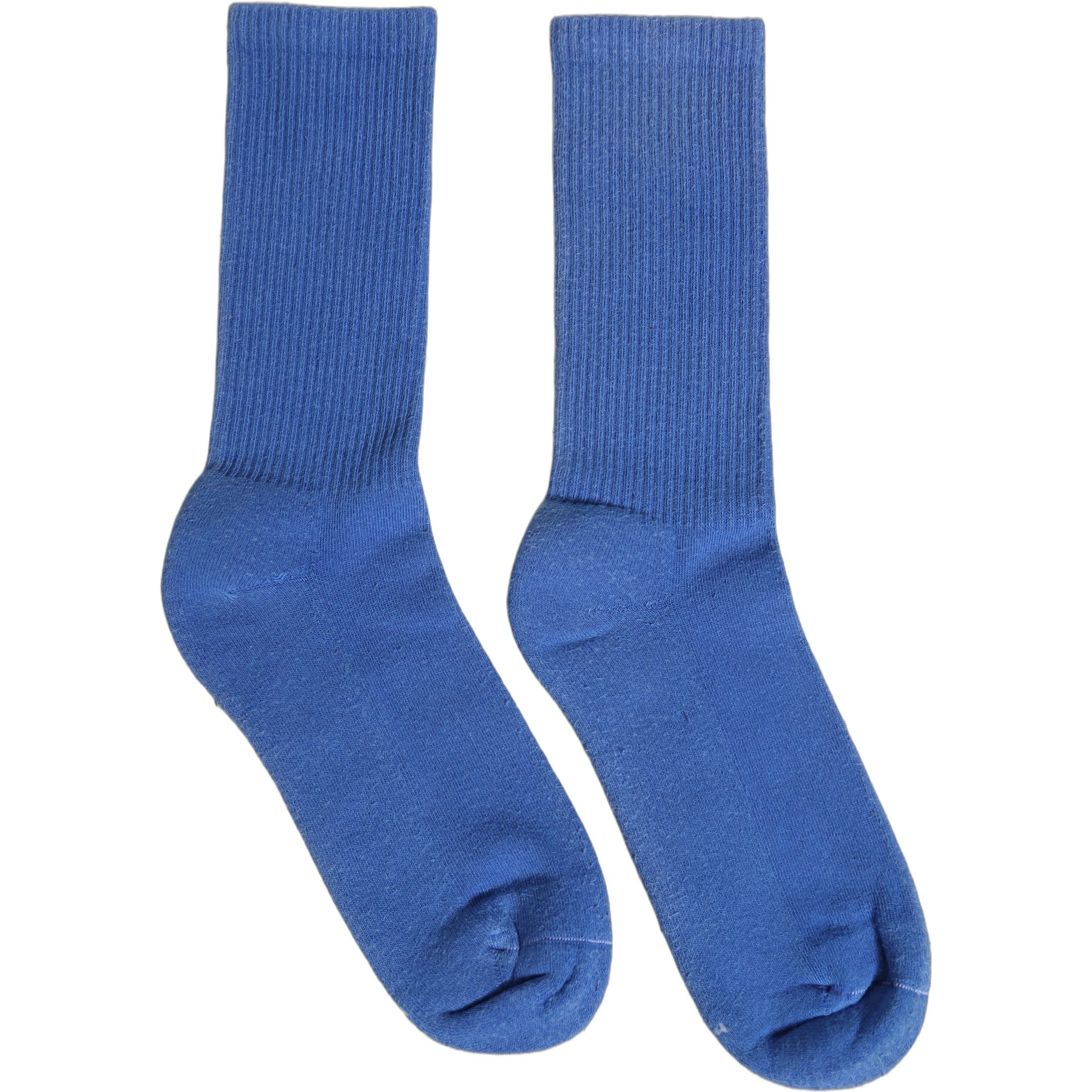 Blue Cotton Ribbed Mid Calf Women Accessory Socks