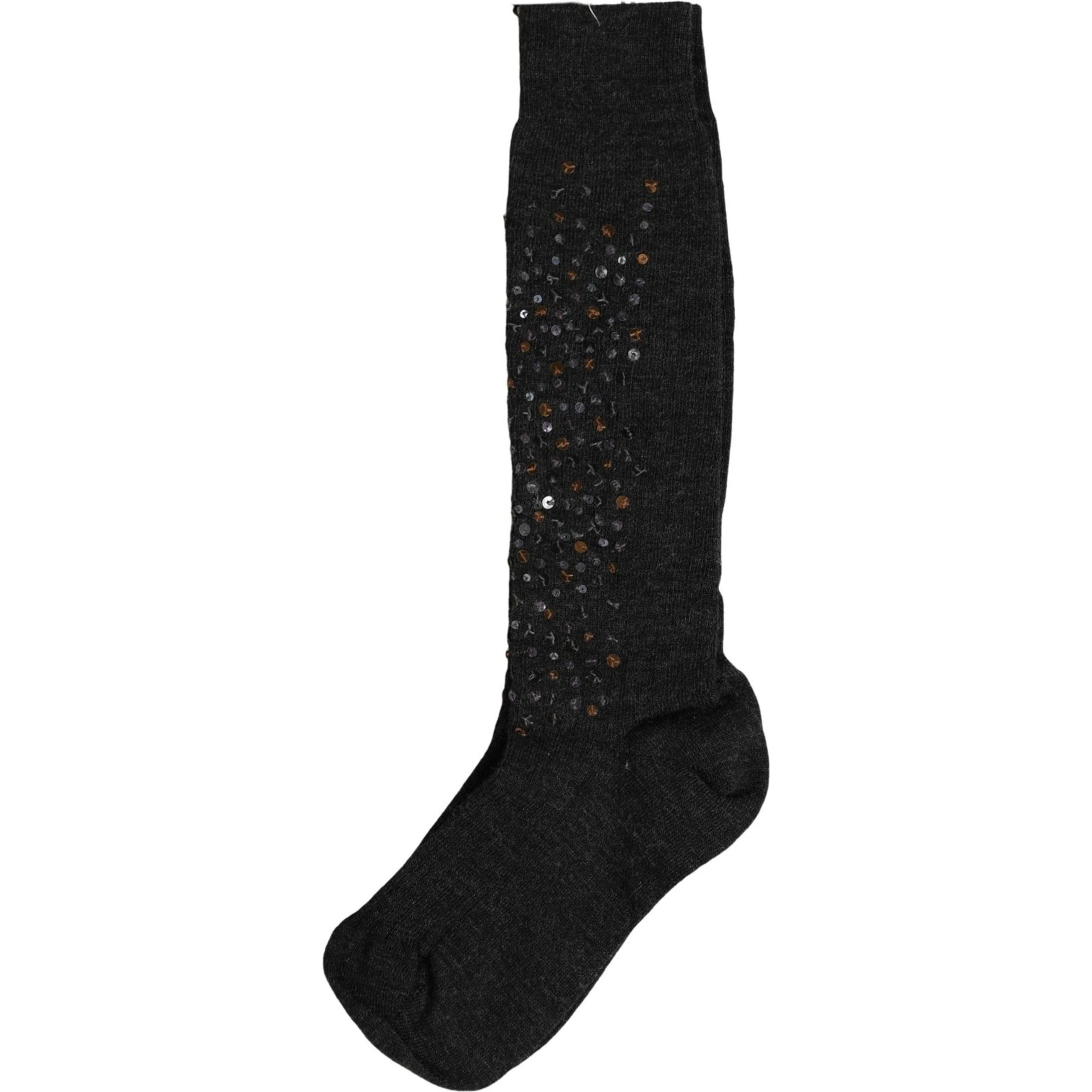 Dark Gray Sequined Wool Knee High Accessory Socks