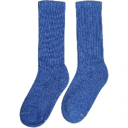 Blue Cotton Ribbed Mid Calf Women Accessory Socks