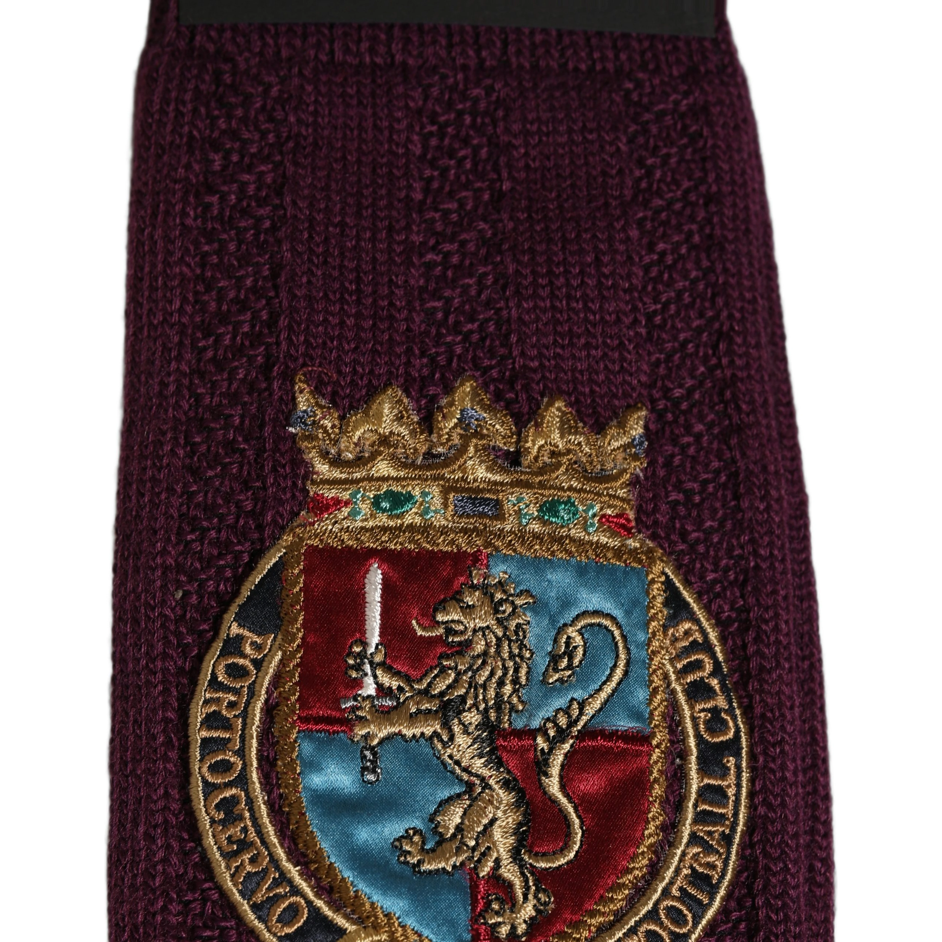 Burgundy Wool Crest Logo Knee High Accessory Socks