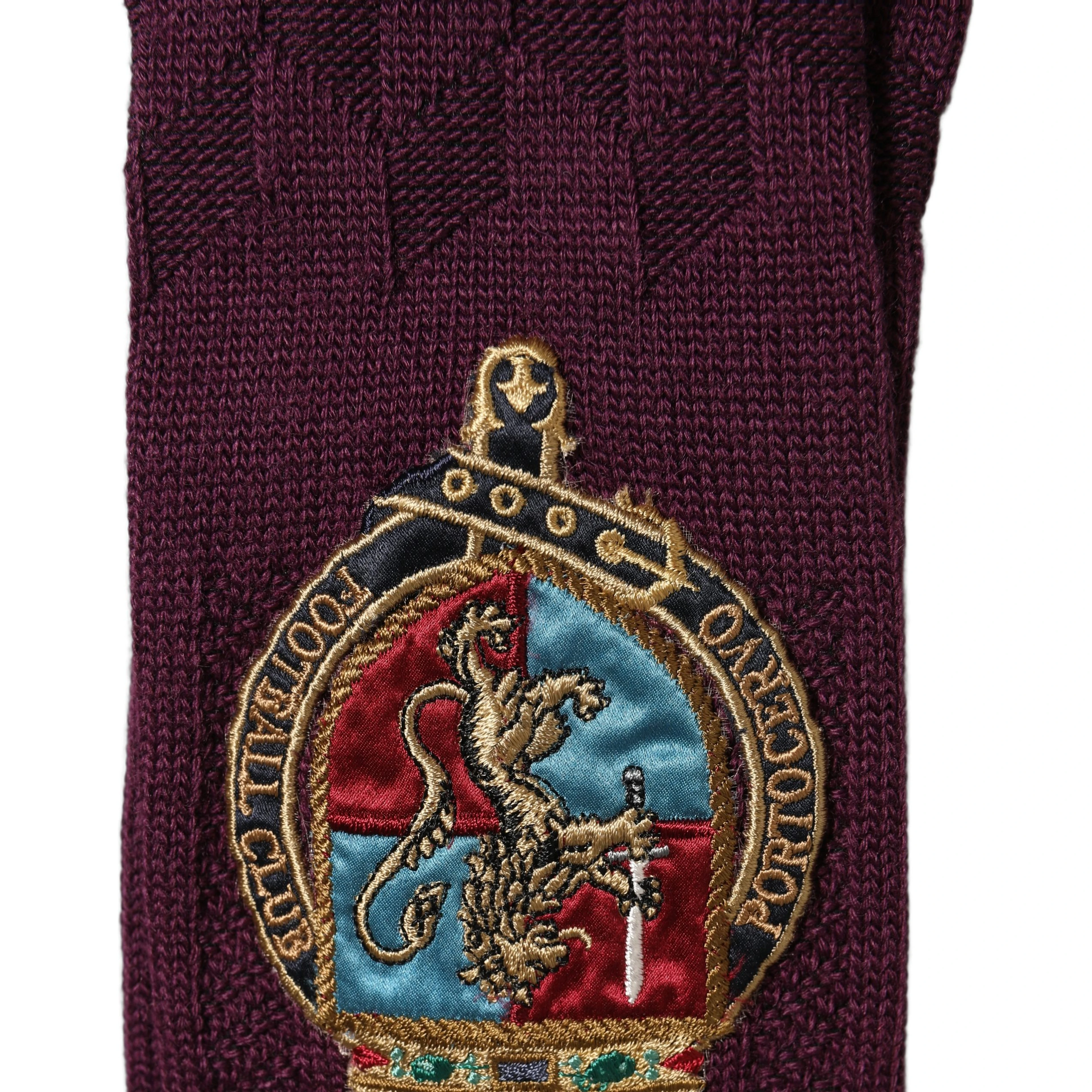 Burgundy Wool Crest Logo Knee High Accessory Socks