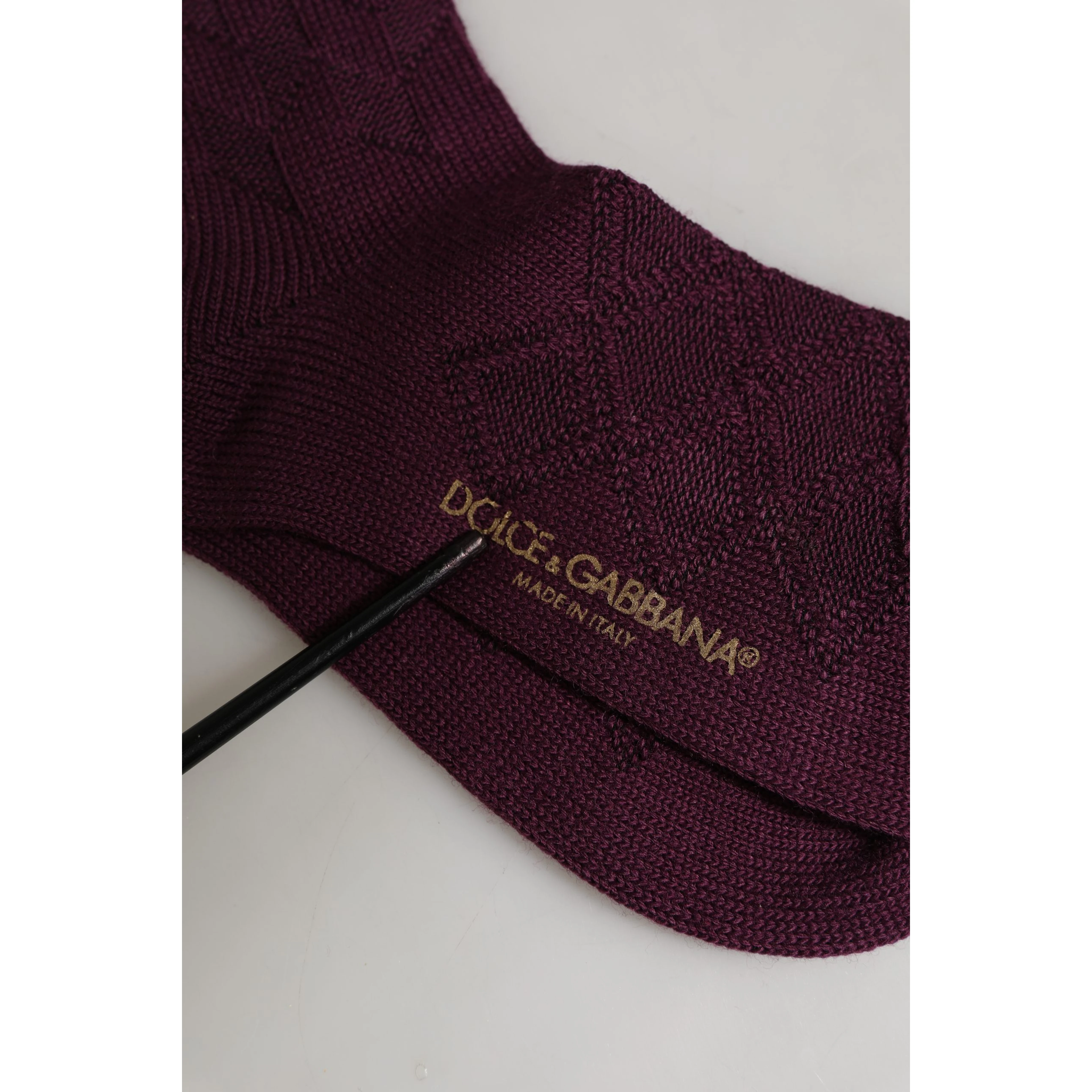Burgundy Wool Crest Logo Knee High Accessory Socks