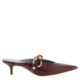Bordeaux Calfskin Mid Heel Pumps