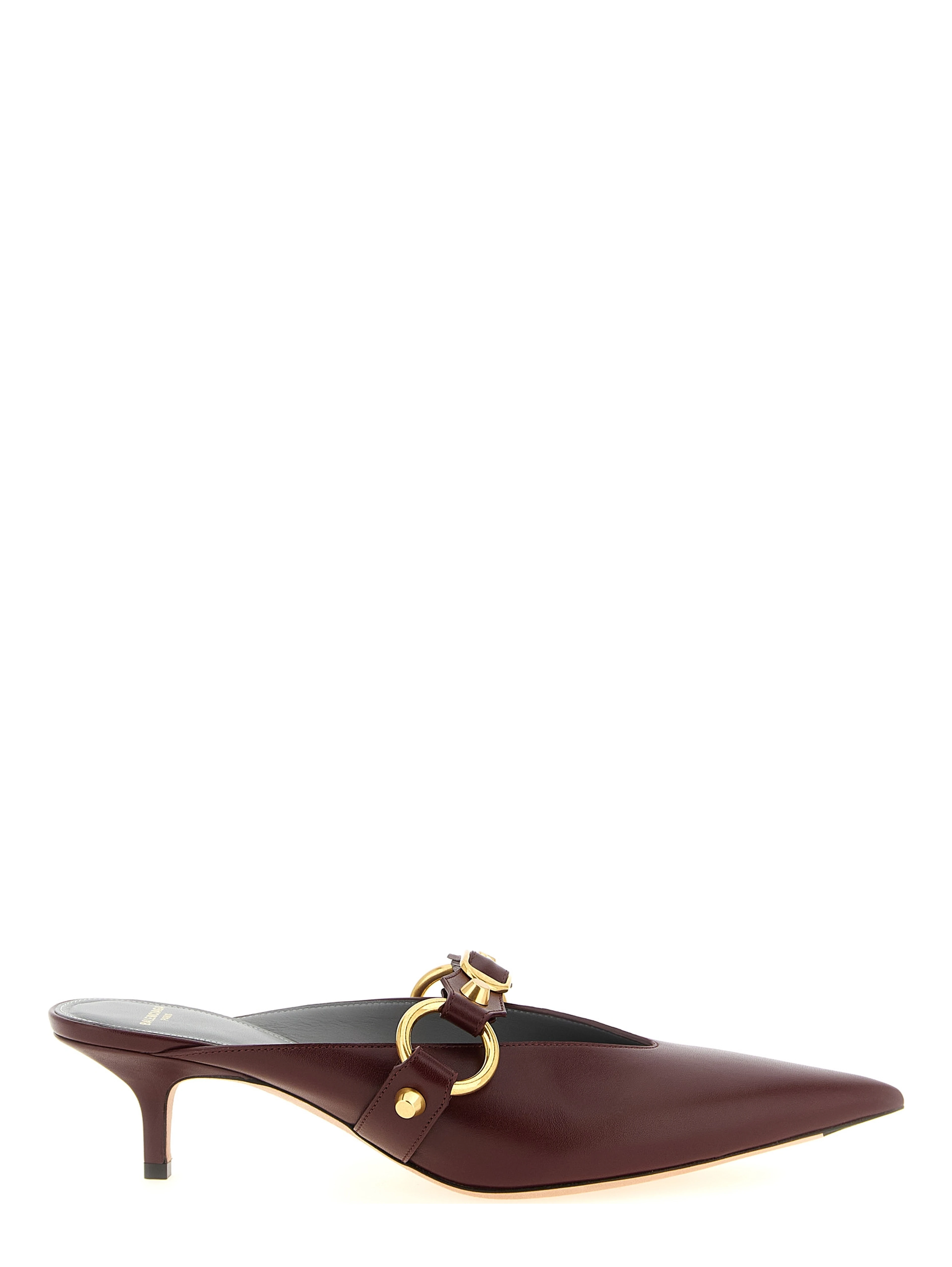 Bordeaux Calfskin Mid Heel Pumps