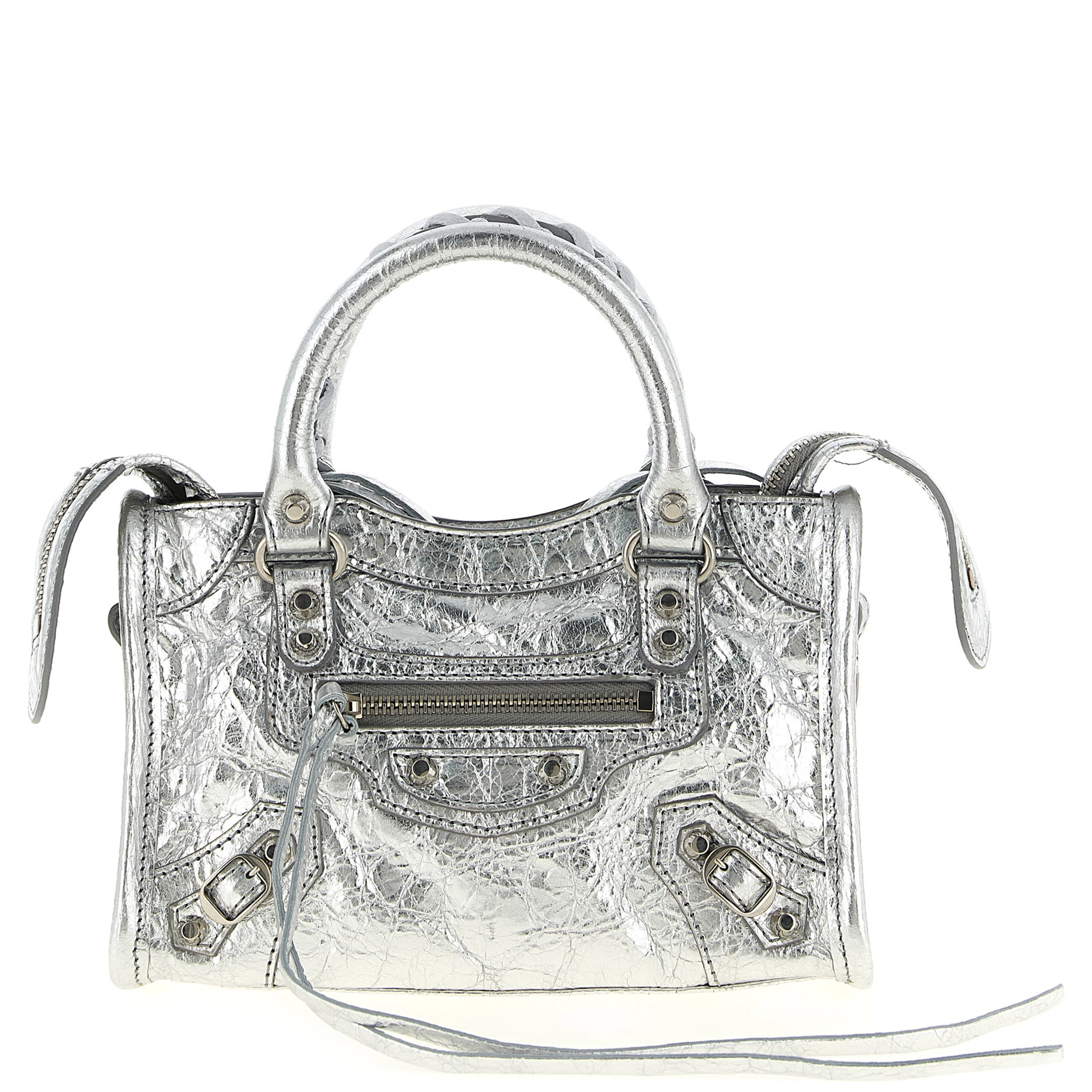 Silver Lamb Leather Crossbody Bag
