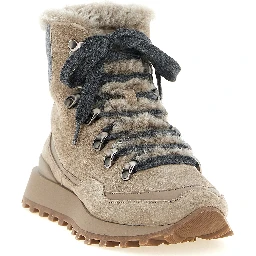 Beige Calfskin Ankle Boots