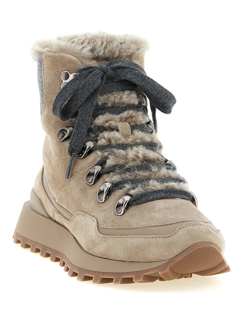 Beige Calfskin Ankle Boots