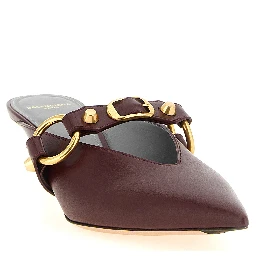 Bordeaux Calfskin Mid Heel Pumps