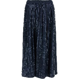 Blue Cotton Mini Skirt