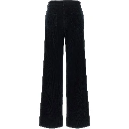 Blue Cotton Casual Pants