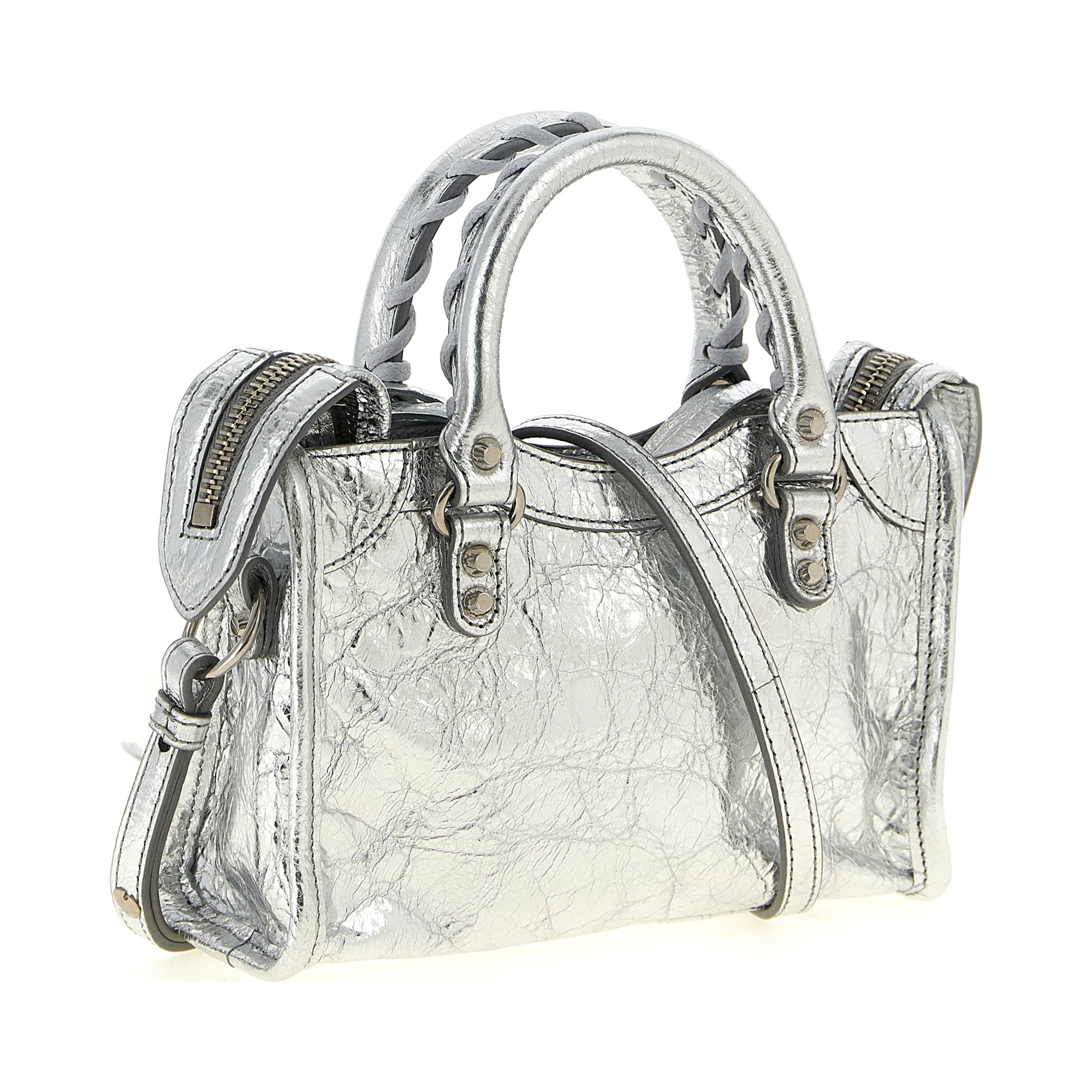 Silver Lamb Leather Crossbody Bag