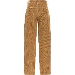 Beige Cotton Casual Pants