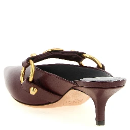 Bordeaux Calfskin Mid Heel Pumps