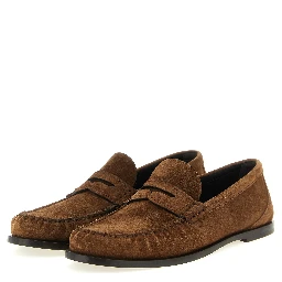 Brown Calfskin Slip-On Loafers