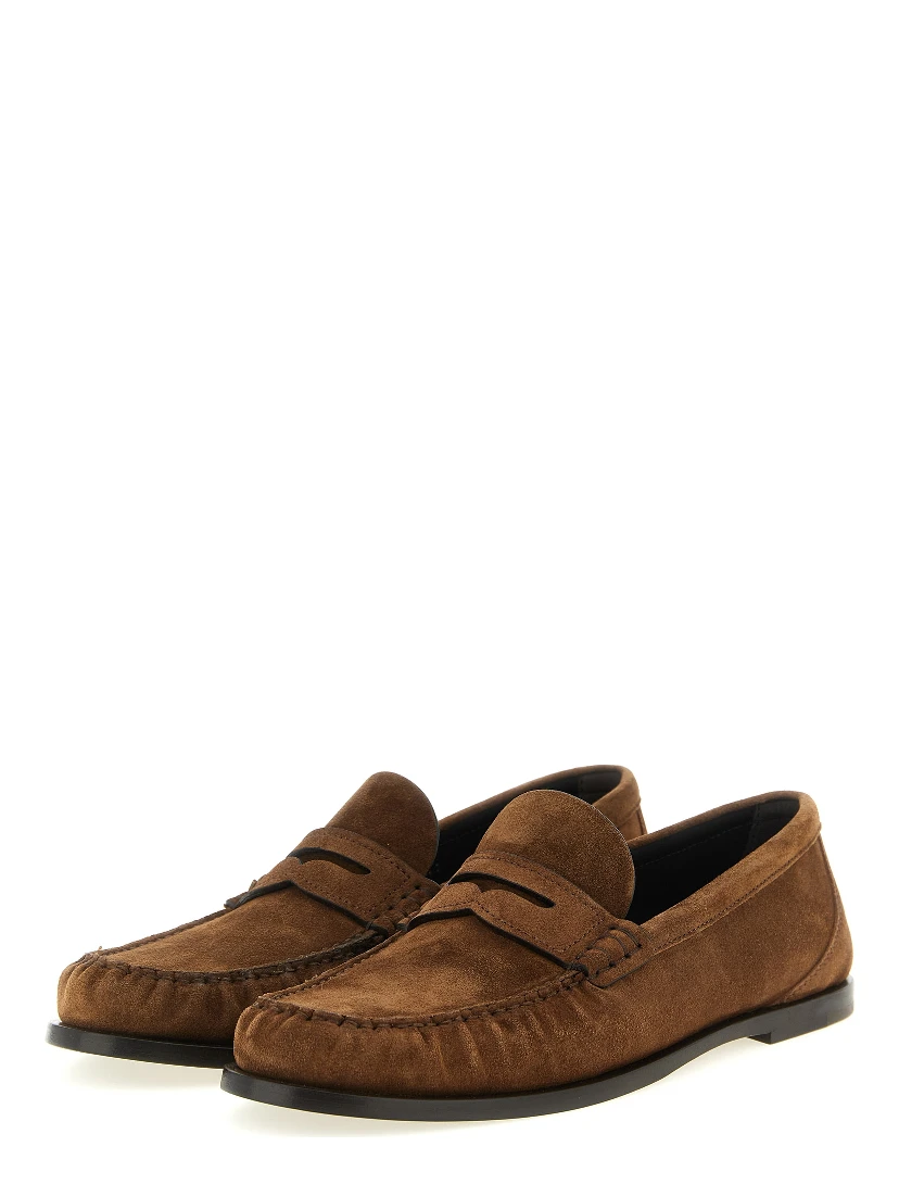 Brown Calfskin Slip-On Loafers
