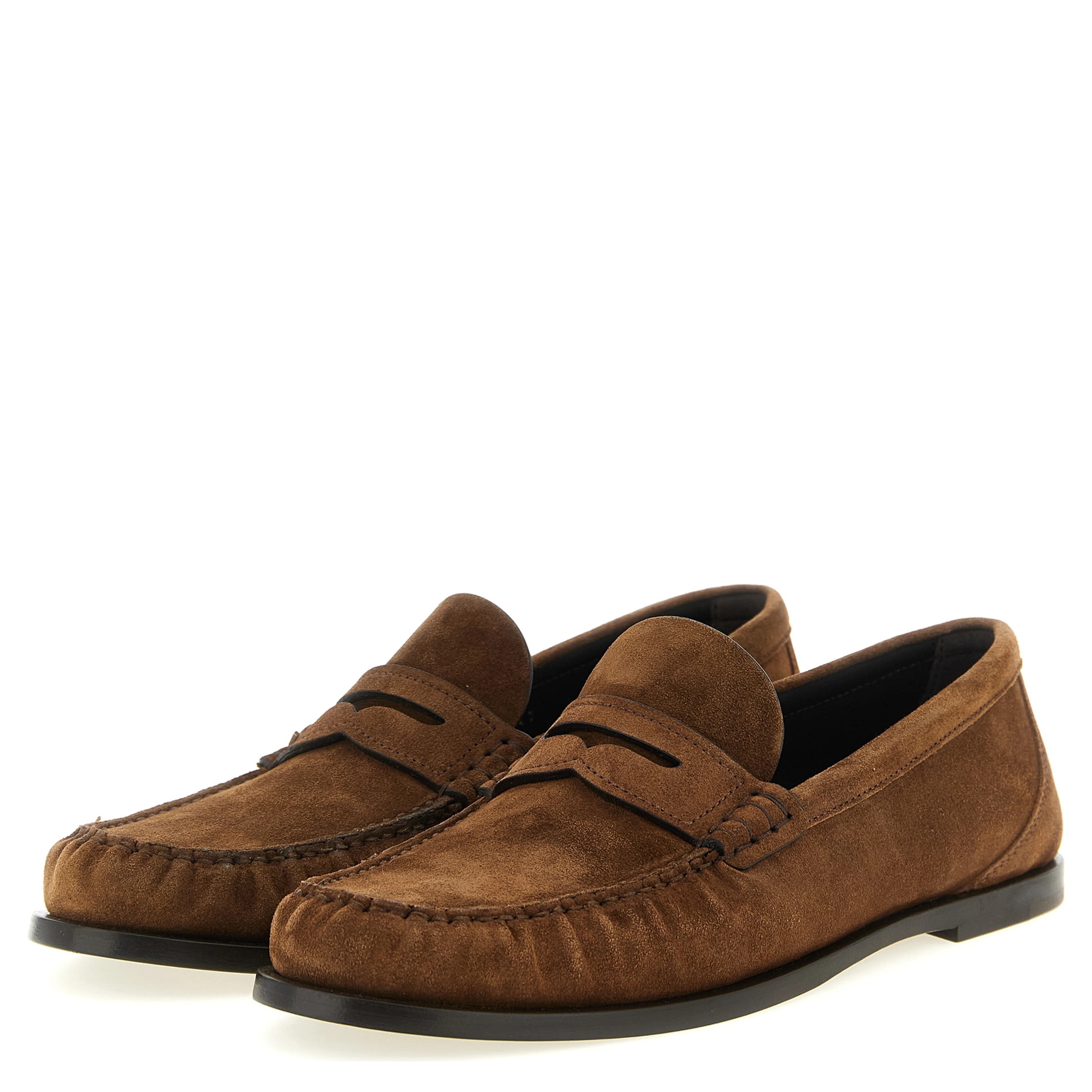 Brown Calfskin Slip-On Loafers