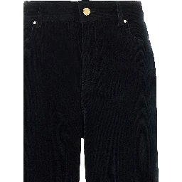 Blue Cotton Casual Pants