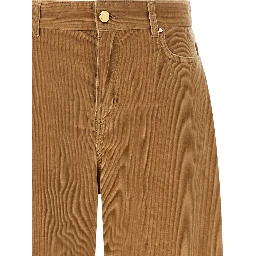 Beige Cotton Casual Pants