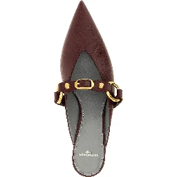 Bordeaux Calfskin Mid Heel Pumps