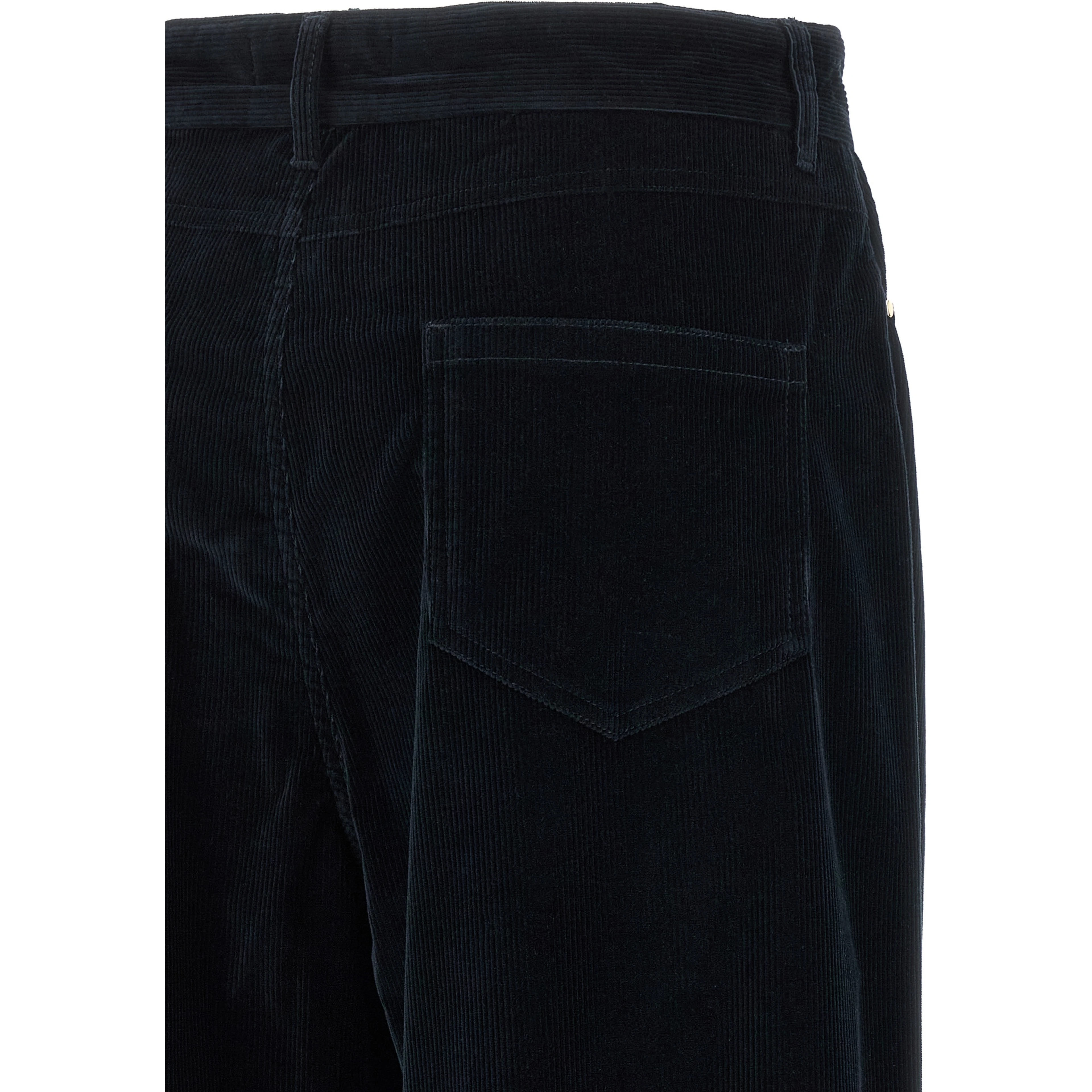Blue Cotton Casual Pants