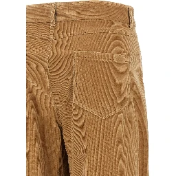 Beige Cotton Casual Pants