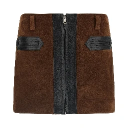 Brown Calfskin Long Skirt