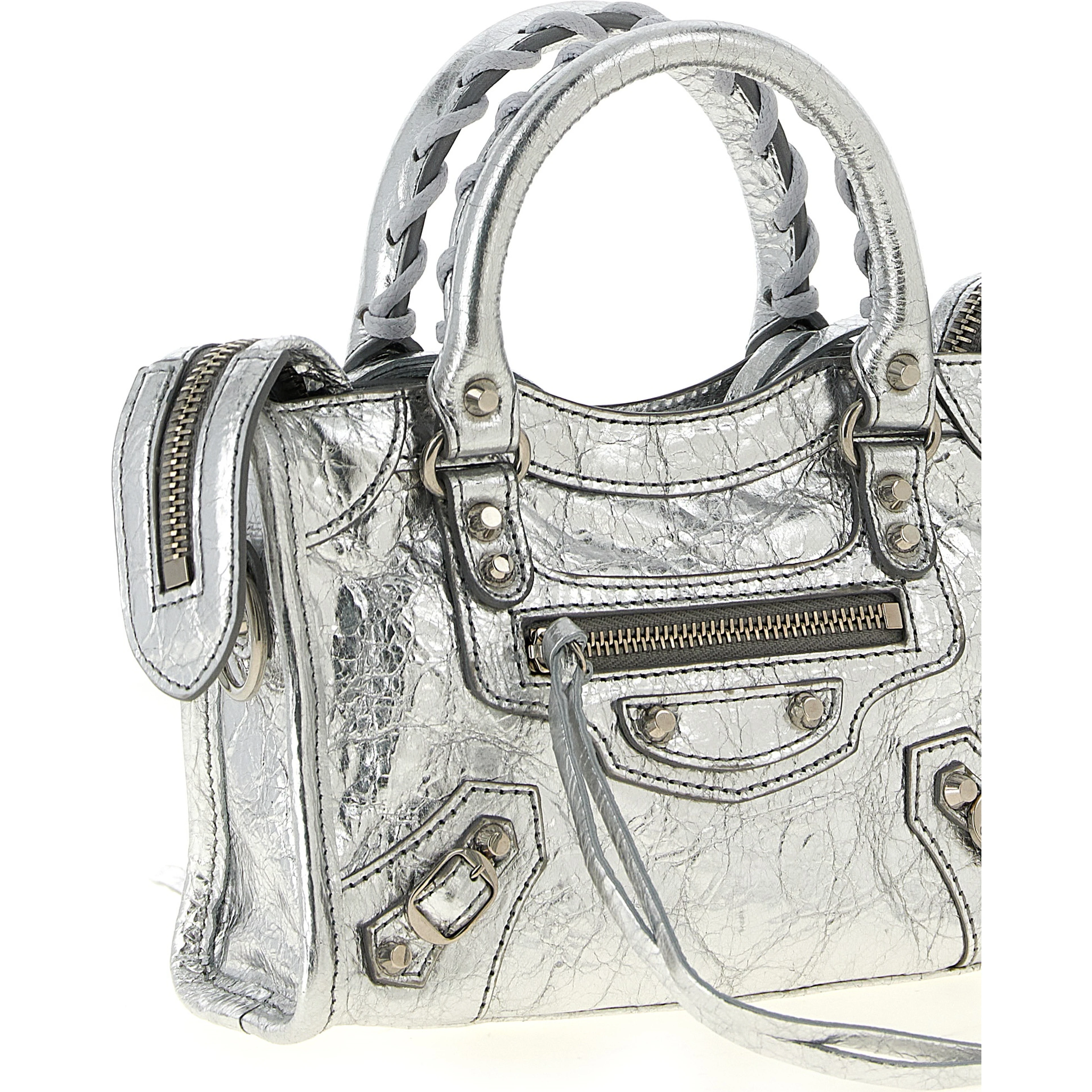 Silver Lamb Leather Crossbody Bag