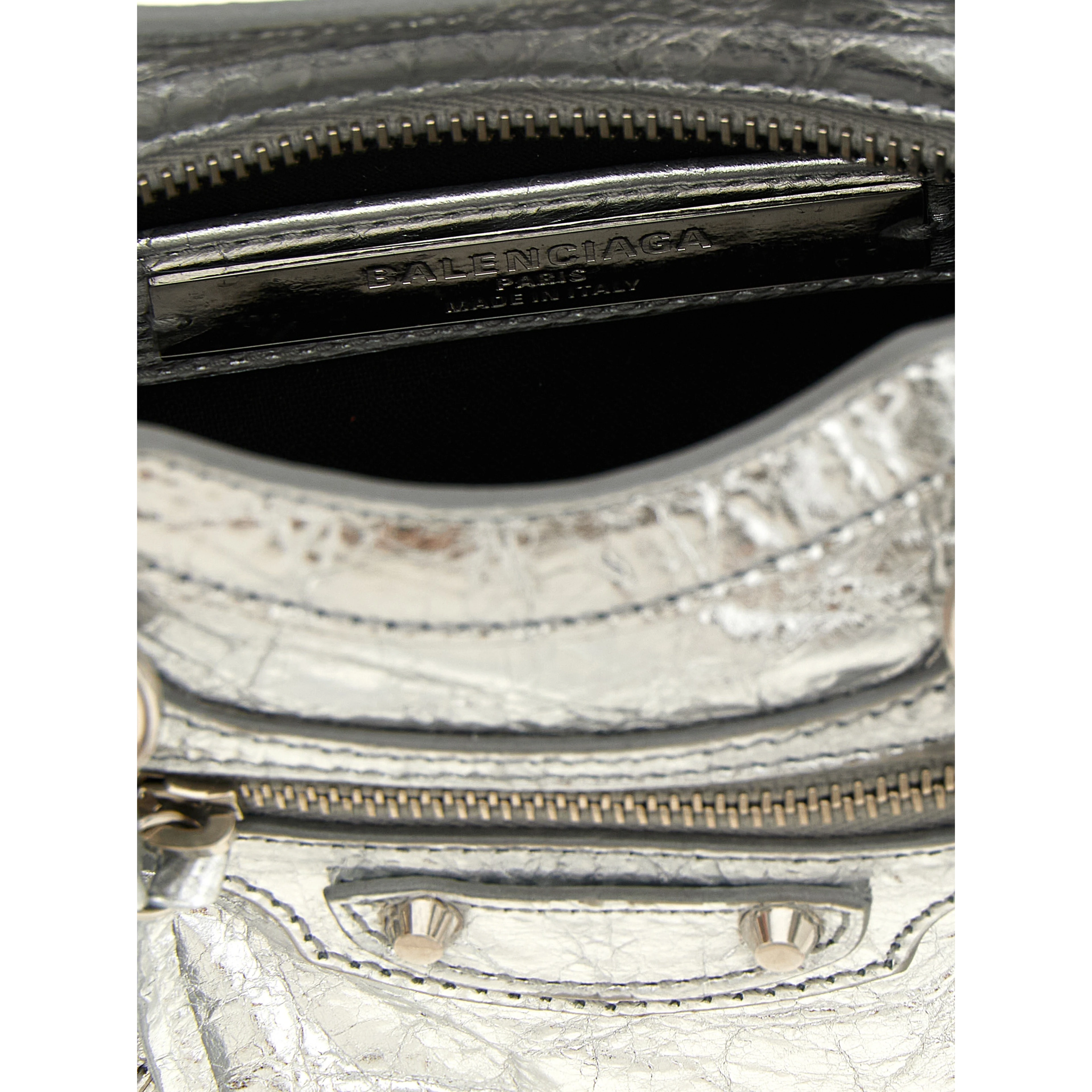 Silver Lamb Leather Crossbody Bag