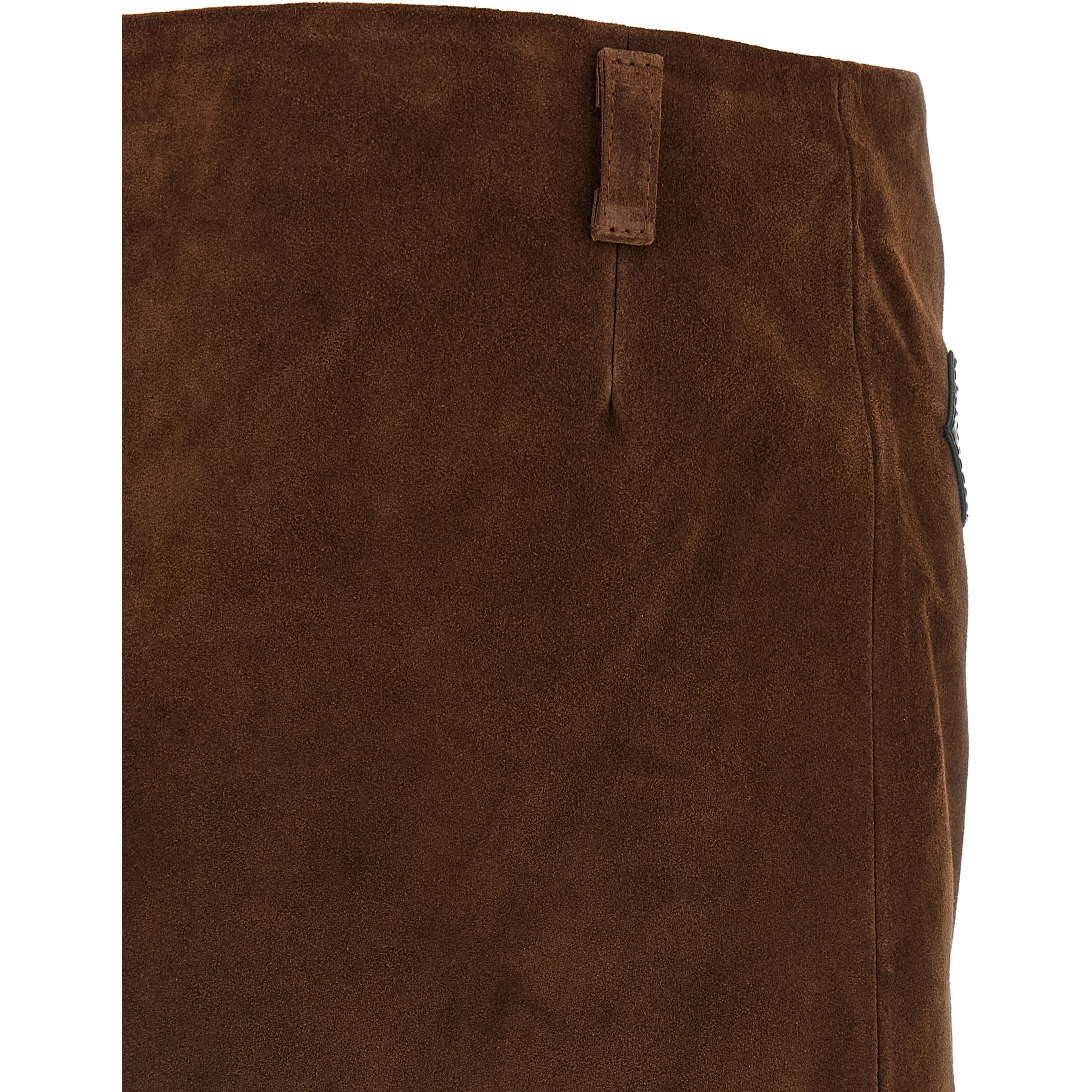 Brown Calfskin Long Skirt