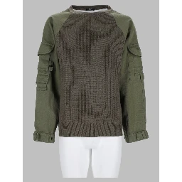 Maglia Cargo In Lana Con Inserti In Cotone