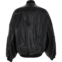 Giacca in ecopelle con bordi in maglia a coste