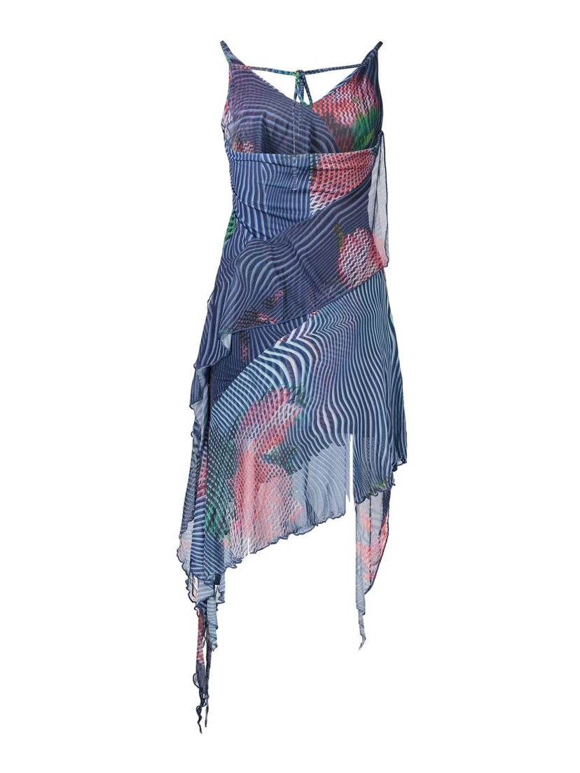 Blue Polyester Casual Dress