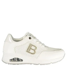 White Polyester Athletic Sneakers