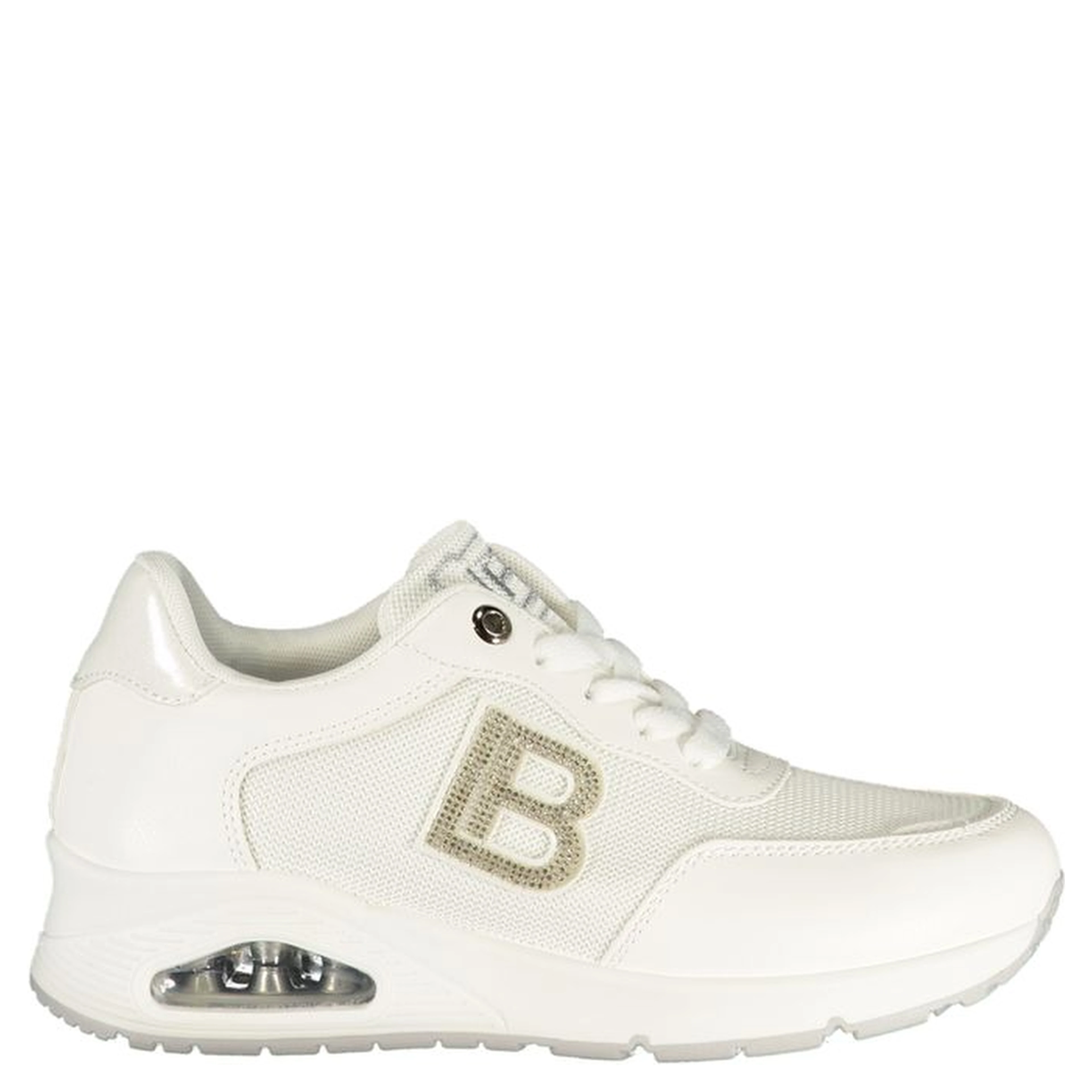White Polyester Athletic Sneakers