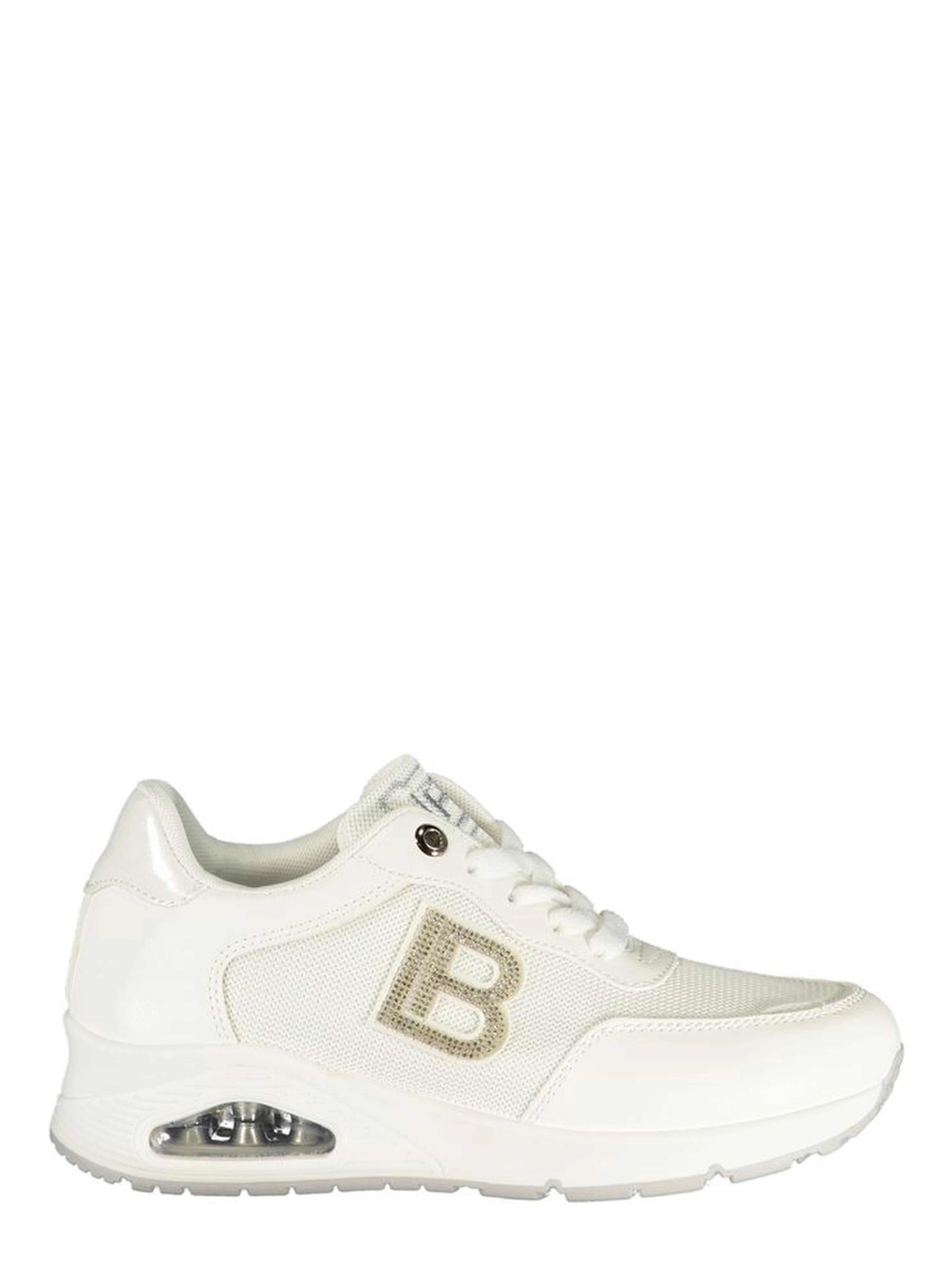 White Polyester Athletic Sneakers