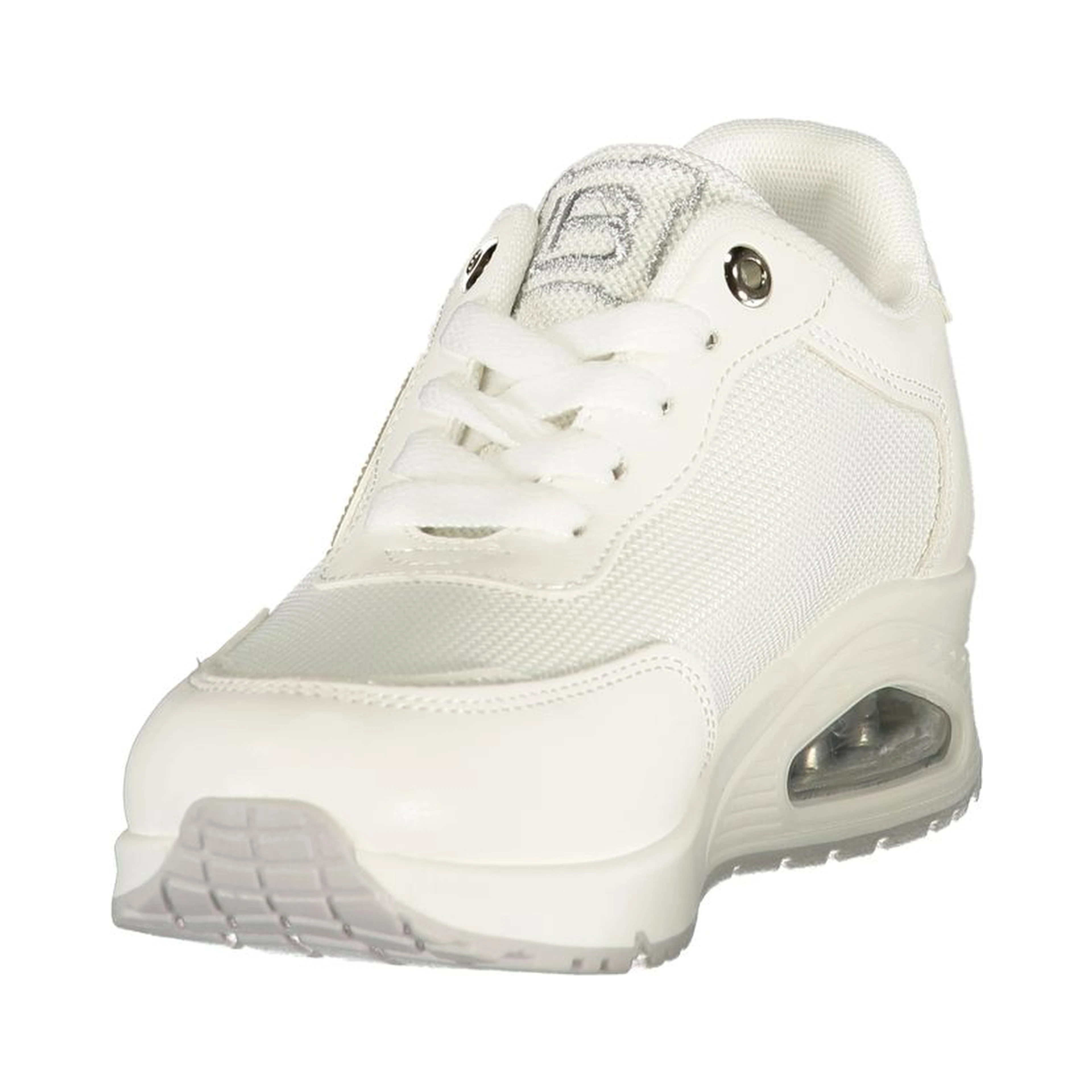 White Polyester Athletic Sneakers